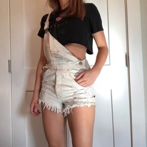 Cute light tan / off white overalls